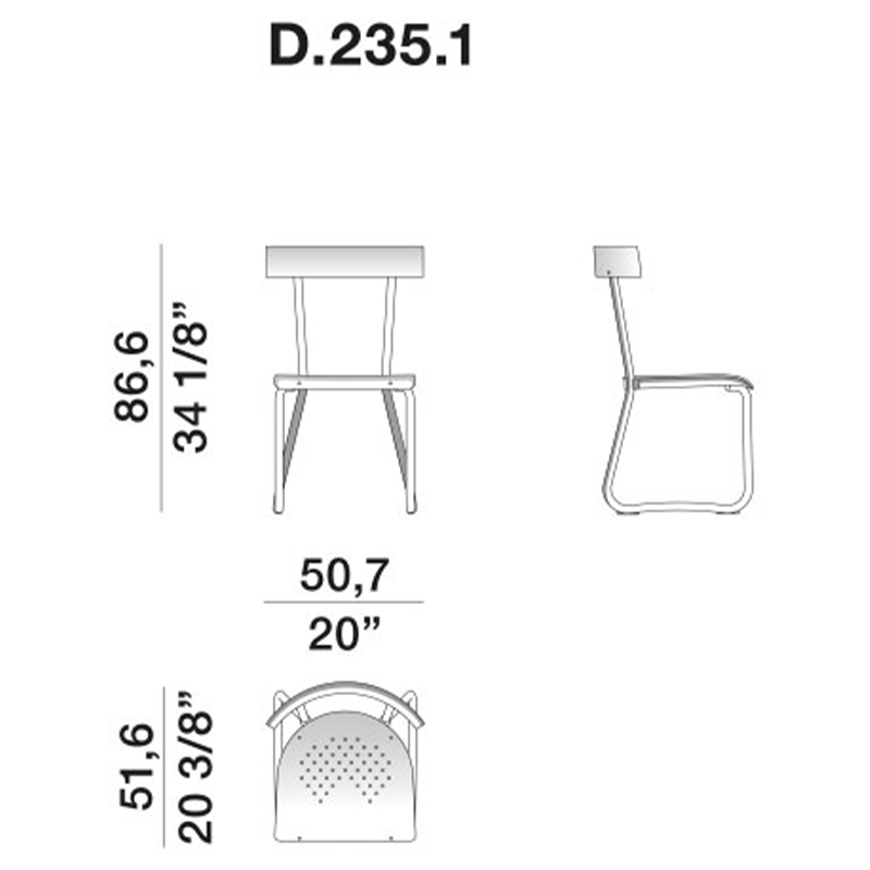 Дизайнерский стул из алюминия Gio Ponti D.235.1 Chair в Перми