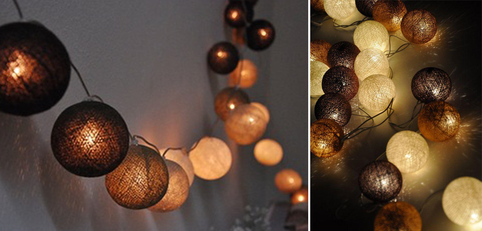 Гирлянда хлопковые фонарики Сotton Ball Brown - Loft-Concept в Перми