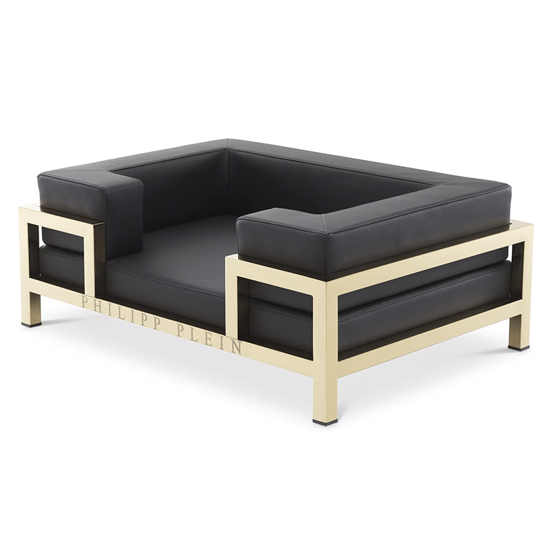 Лежанка для домашних животных Philipp Plein Dogbed High Conic L Gold Черный Золотой в Перми | Loft Concept 