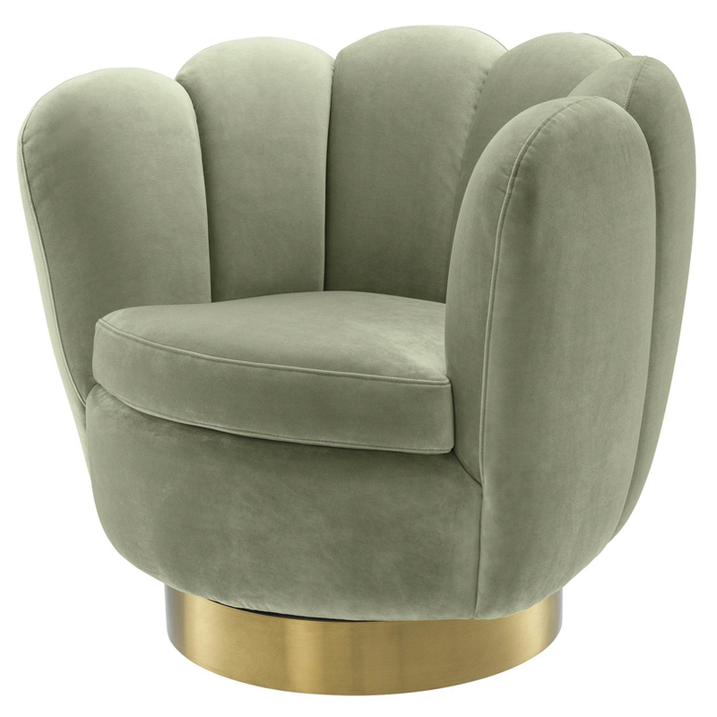 Кресло Eichholtz Swivel Chair Mirage pistache green Зеленый шалфей Матовая латунь в Перми | Loft Concept 