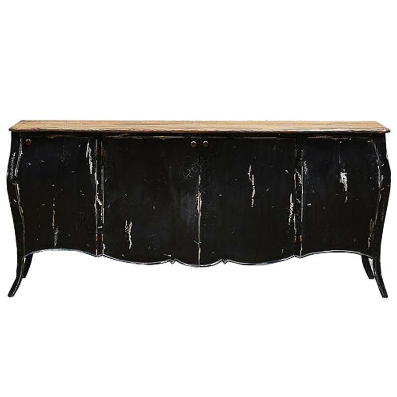 Комод длинный в стиле прованс Black Vintage Commode Черный Коричневый Винтажный черный в Перми | Loft Concept 