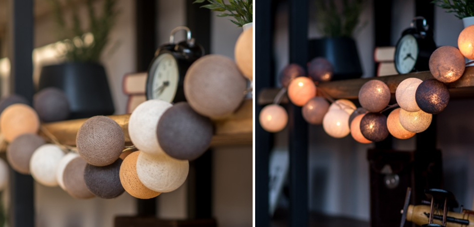 Гирлянда хлопковые фонарики Сotton Ball Clay - Loft-Concept в Перми
