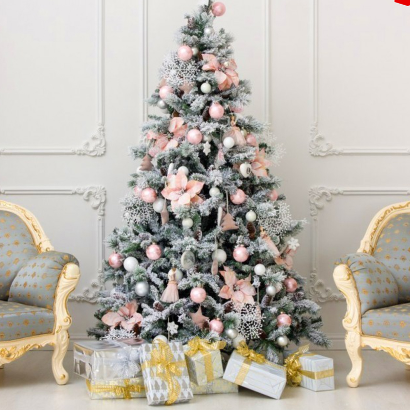 Ель Дизайнерская Розовый декор Christmas Tree Black Pink Fowers Розовый Белый Зеленый в Перми | Loft Concept 