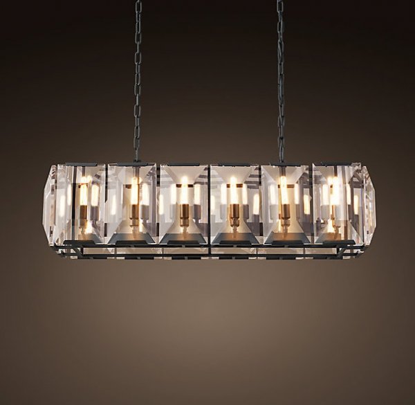 Люстра RH Harlow Crystal Square Chandelier 10 Черный в Перми | Loft Concept 