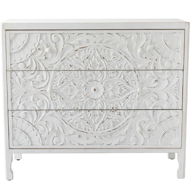 Комод с резным декорированным фасадом Matsi Provence Chest of Drawers Белый Белый в Перми | Loft Concept 