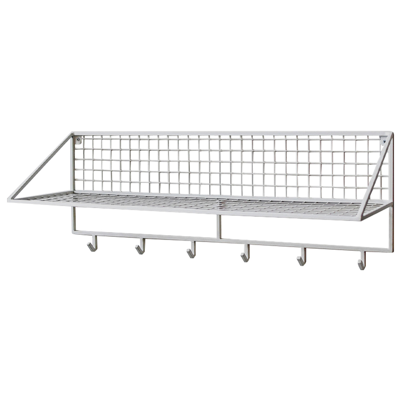 Вешалка с полкой Rhian Industrial Metal Rust Shelf White Белый в Перми | Loft Concept 