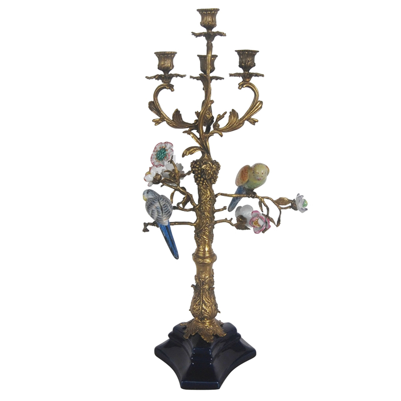 Подсвечник Parrots on a Bronze Tree Candlestick Бронза Мульти в Перми | Loft Concept 