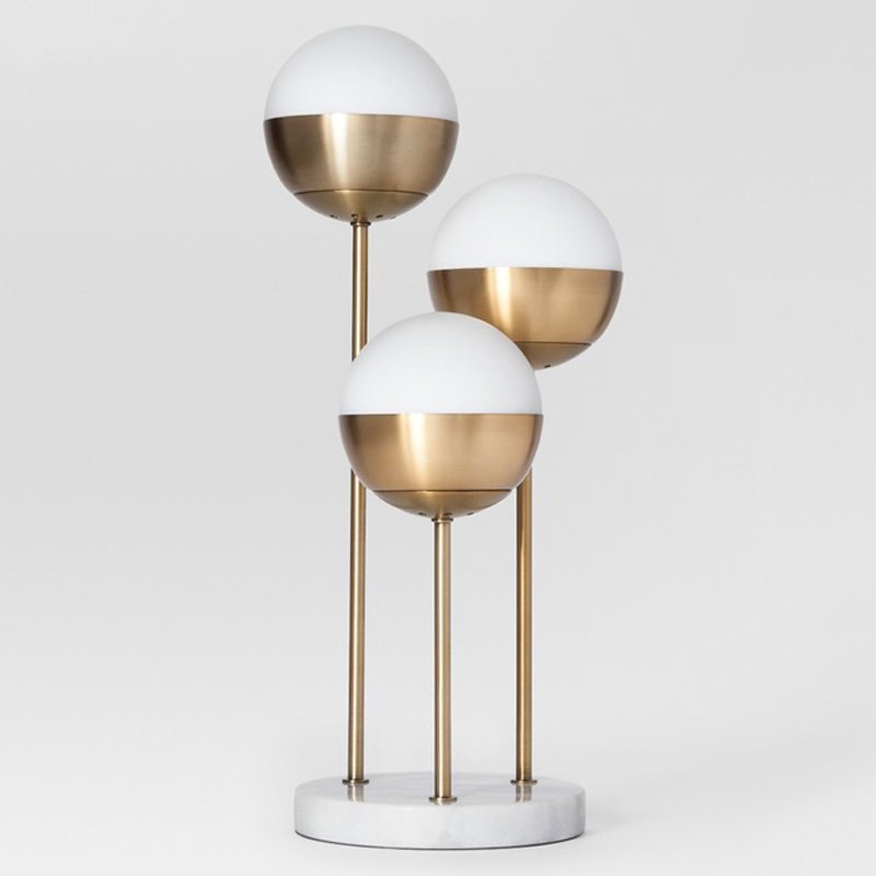 Geneva Glass Table Lamp Triple Globe Белый Латунь в Перми | Loft Concept 