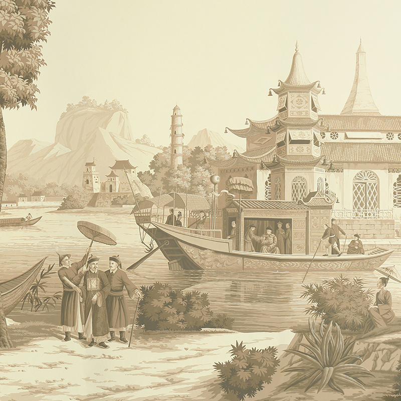 Обои ручная роспись Procession Chinoise Sepia on scenic paper  в Перми | Loft Concept 