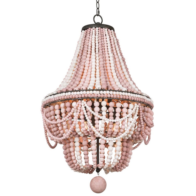 Люстра каплевидной формы украшенная розовыми круглыми бусинами Pink Beads Chandelier Розовый Белый Люстра каплевидной формы украшенная розовыми круглыми бусинами Pink Beads Chandelier Розовый Белый в Перми | Loft Concept