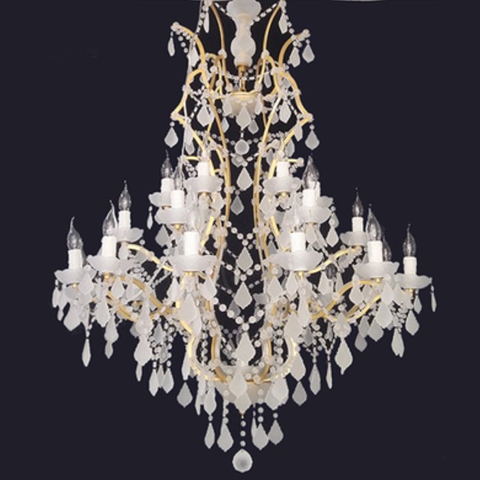 Люстра RH Rococo Iron & white matt Crystal Chandelier 25 Белый Золотой в Перми | Loft Concept 