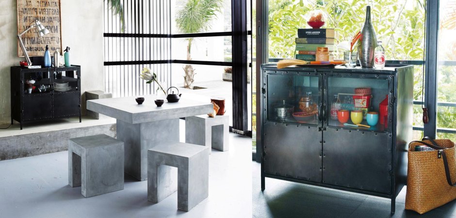 Буфет металлический в стиле Лофт Industrial Vitre Small Buffet Буфет металлический в стиле Лофт Industrial Vitre Small Buffet - Loft-Concept в Перми