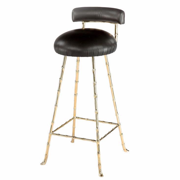 Барный стул High Upholstered Bar Stool Глянцевое золото Черный в Перми | Loft Concept 