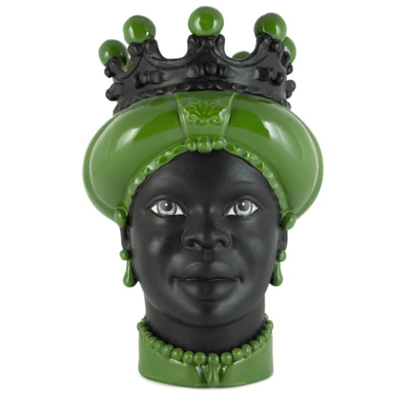 Ваза VASE MORO LADY CROWN DARK light green Черный Зеленый в Перми | Loft Concept 