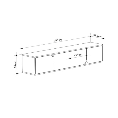 ТВ-тумба подвесная цвета древесины с 4-мя темно-серыми дверцами SPARK TV STAND OAK ANTHRACITE в Перми