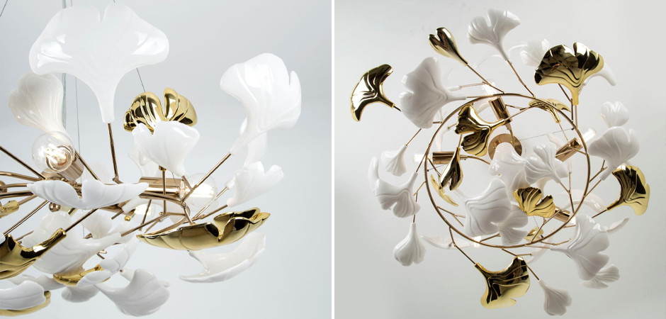 Люстра Wintery flover Gold с Белыми декоративными плафонами Люстра Wintery flover Gold с Белыми декоративными плафонами - Loft-Concept в Перми