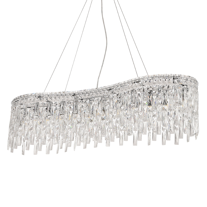 Люстра подвесная вытянутой формы с хрустальными подвесками Ludivine Lighting Хром Прозрачный Люстра подвесная вытянутой формы с хрустальными подвесками Ludivine Lighting Хром Прозрачный в Перми | Loft Concept