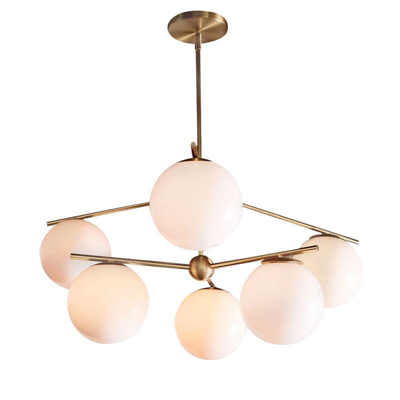 Люстра Sphere Stem 6-Light Chandelier Bronze Латунь Белый в Перми | Loft Concept 