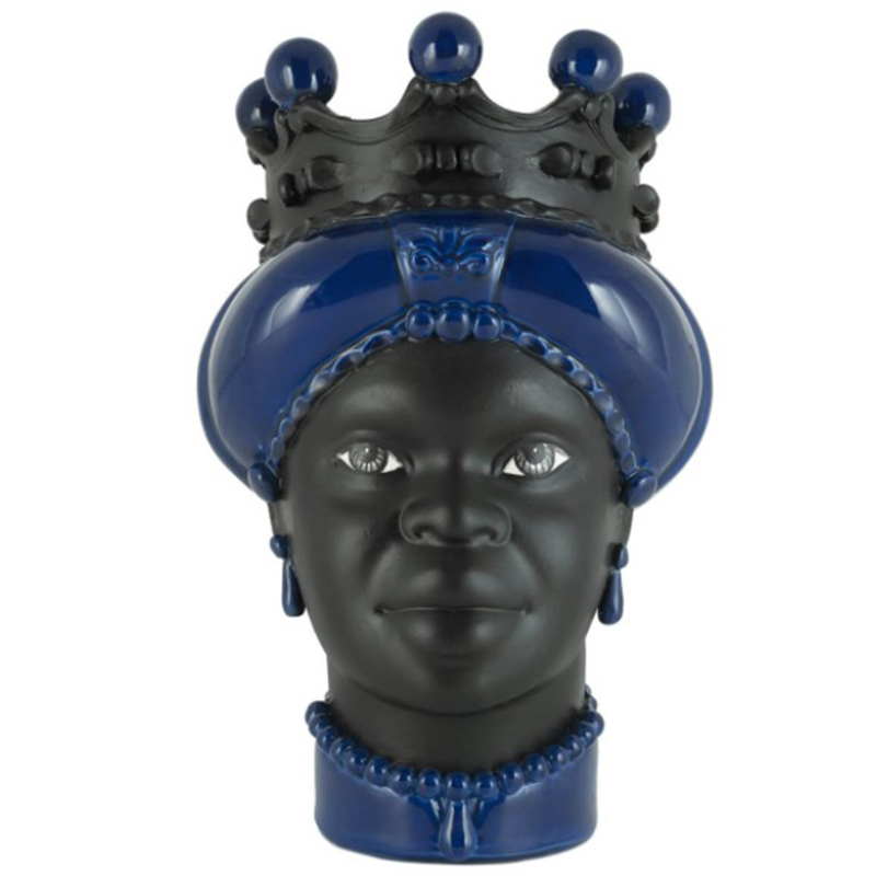 Ваза VASE MORO LADY CROWN DARK blue Черный Синий в Перми | Loft Concept 