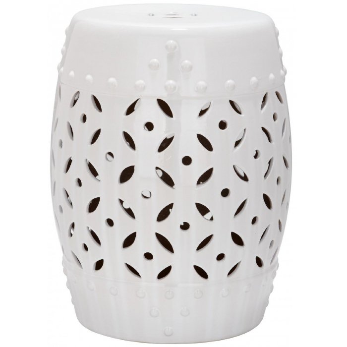 Керамический табурет Coin Lattice Garden Stool - White Белый в Перми | Loft Concept 