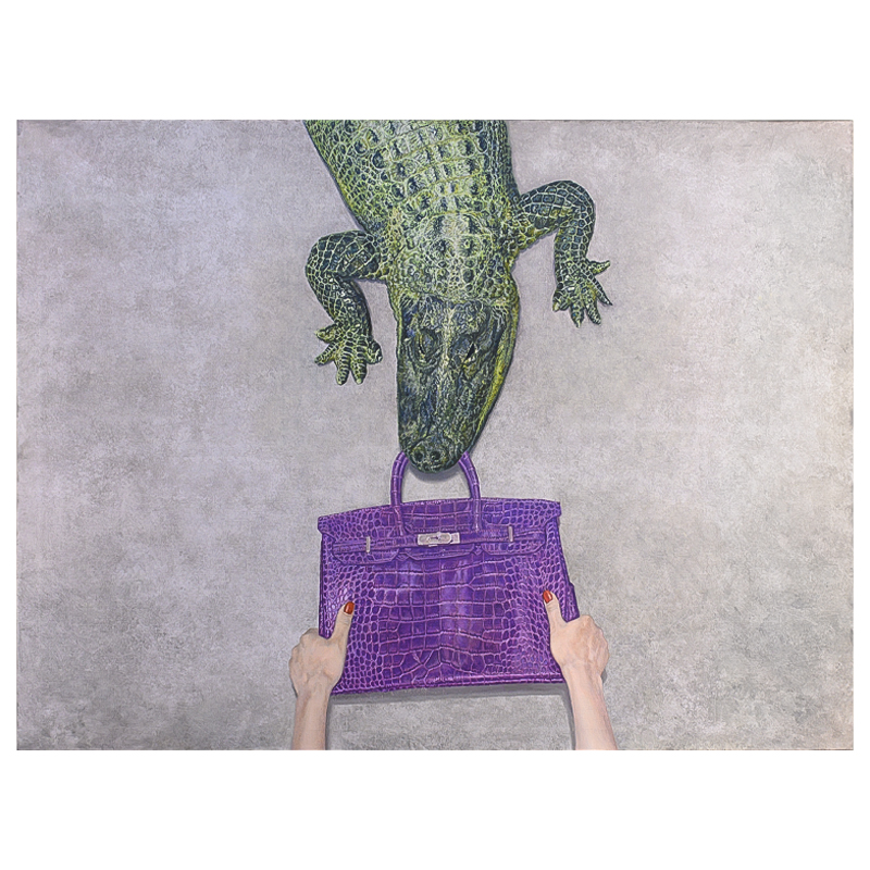 Картина Gator Birkin Hands Серый Фиолетовый Зеленый Красный в Перми | Loft Concept 