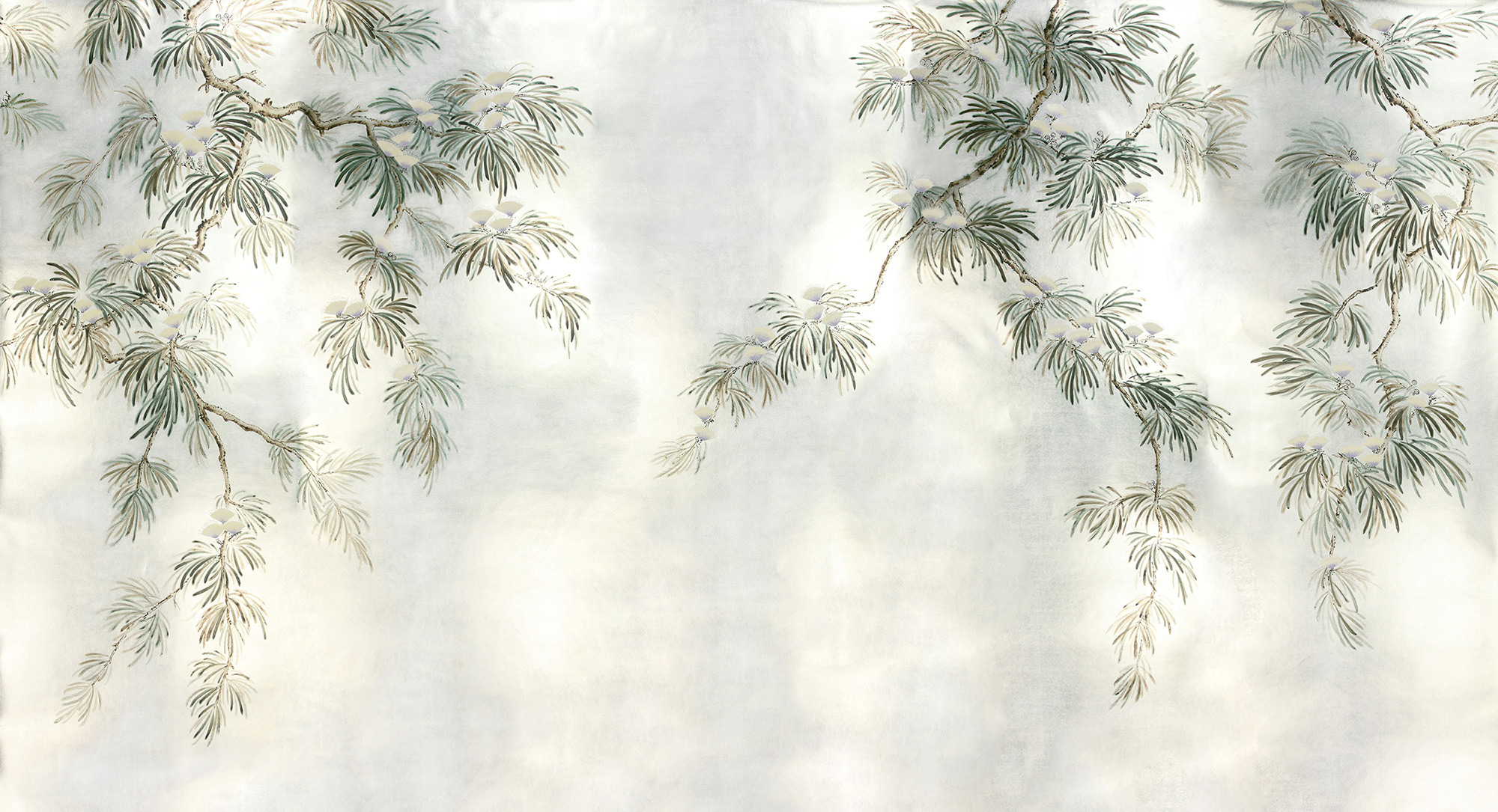 Обои ручная роспись Silk Tree Original colourway on White Metal gilded paper Обои ручная роспись Silk Tree Original colourway on White Metal gilded paper - постер Loft-Concept в Перми