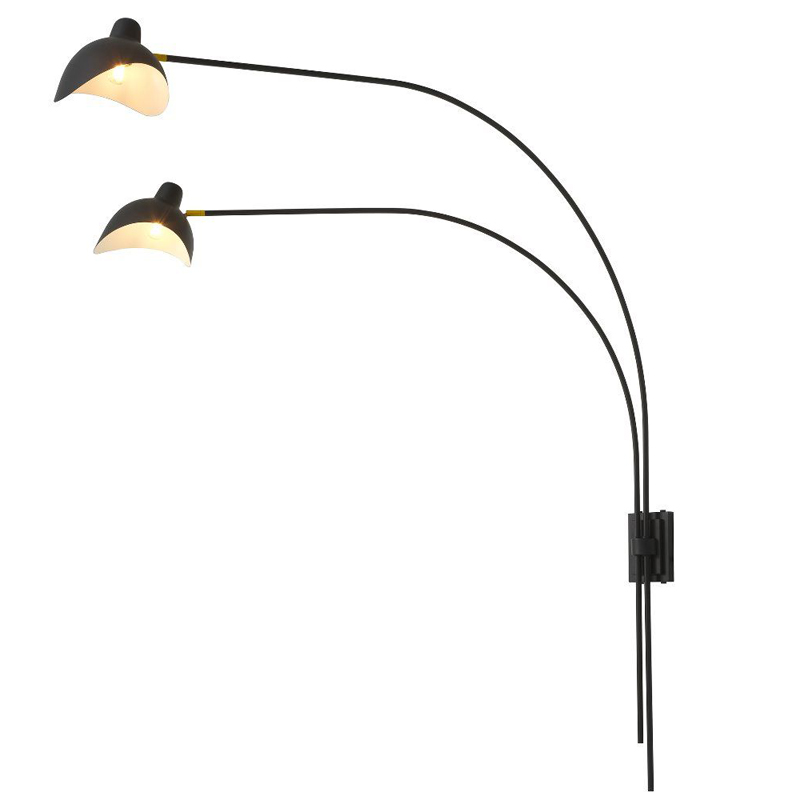 Бра Eichholtz Wall Lamp Mitch Black Черный Латунь Античная полированная в Перми | Loft Concept 