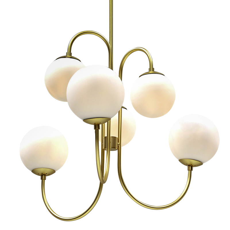 Люстра Gooseneck Pelle Gold Chandelier Белый Золотой в Перми | Loft Concept 