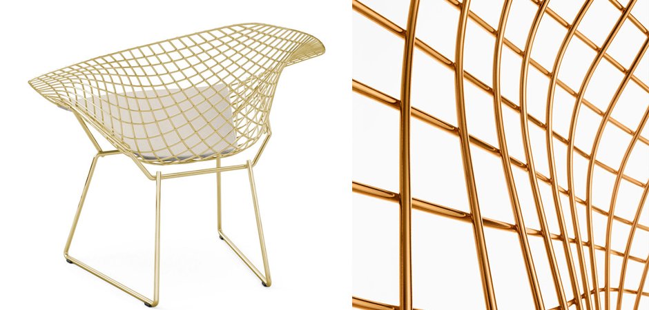Кресло Bertoia Diamond Chair Gold Кресло Bertoia Diamond Chair Gold - Loft-Concept в Перми