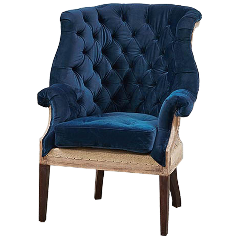 Кресло Gamilton Armchair Blue Синий Коричневый в Перми | Loft Concept 