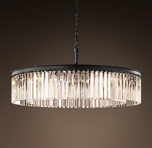 Люстра RH Rhys Clear Glass Prism Round Chandelier 80 Черный в Перми | Loft Concept 