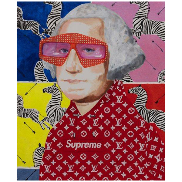 Картина George Washington in Supreme with Scalamandré Zebra Background Мульти в Перми | Loft Concept 