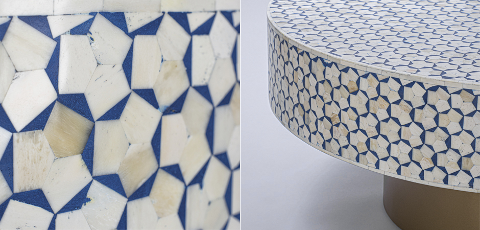 Стол голубой отделка кость BONE INLAY COFFEE TABLE Стол голубой отделка кость BONE INLAY COFFEE TABLE - Loft-Concept в Перми