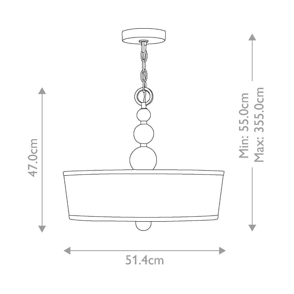 Люстра подвесная с белым тканевым цилиндрическим абажуром и декоративными шарами Hinkley в Перми