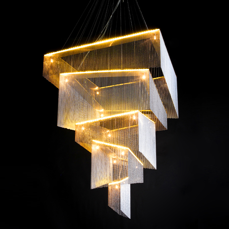 Люстра Золотые цепочки Willowlamp Geometric Storm Gold Золотой в Перми | Loft Concept 