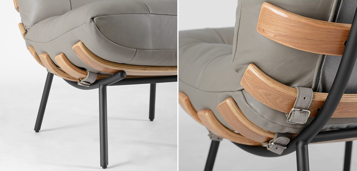 Кресло Philbert Chair grey leather - фото №1