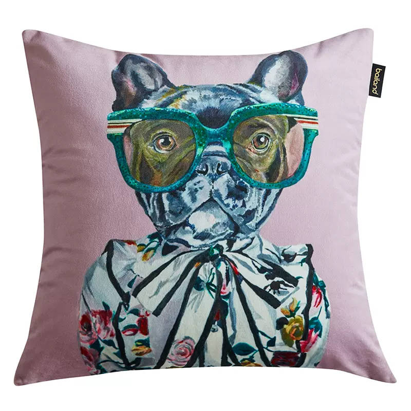 Декоративная подушка Стиль Gucci Dog Fashion Animals Cushion Lilac Мульти Сиреневый в Перми | Loft Concept 