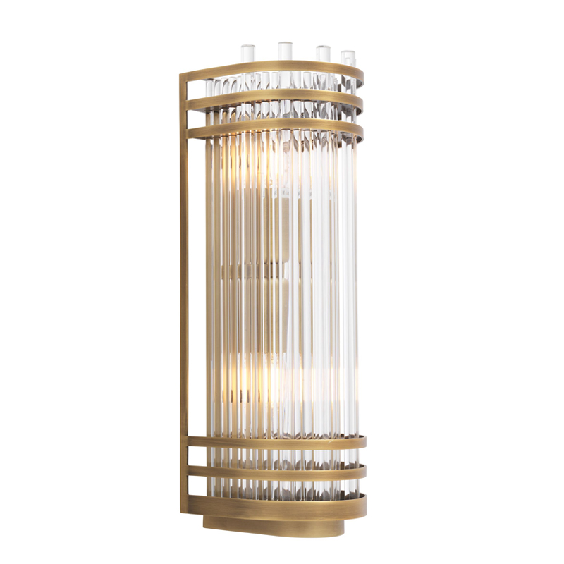 Бра Eichholtz Wall Lamp Gulf S Brass Латунь Античная полированная Прозрачный в Перми | Loft Concept 