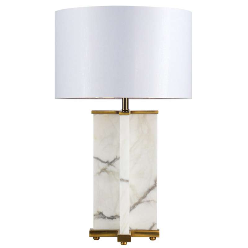 Настольная лампа Cecily Marble Table Lamp Белый Белый Мрамор Bianco Латунь в Перми | Loft Concept 