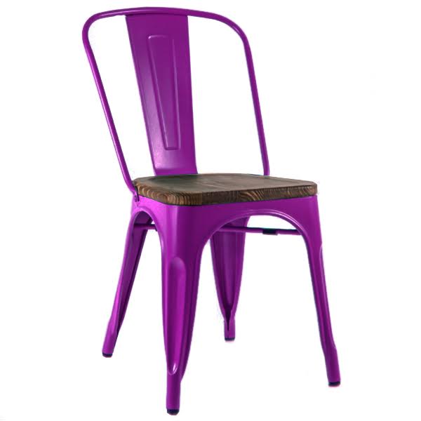 Кухонный стул Tolix Chair Wood Purple Пурпурный Пурпурный Коричневый в Перми | Loft Concept 