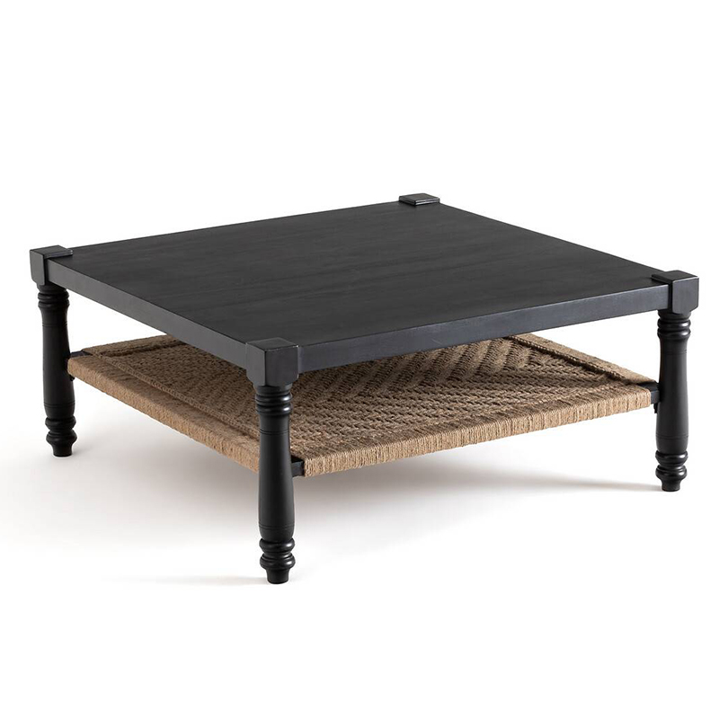 Кофейный стол Didrik Wicker Coffee Table Черный Коричневый в Перми | Loft Concept 