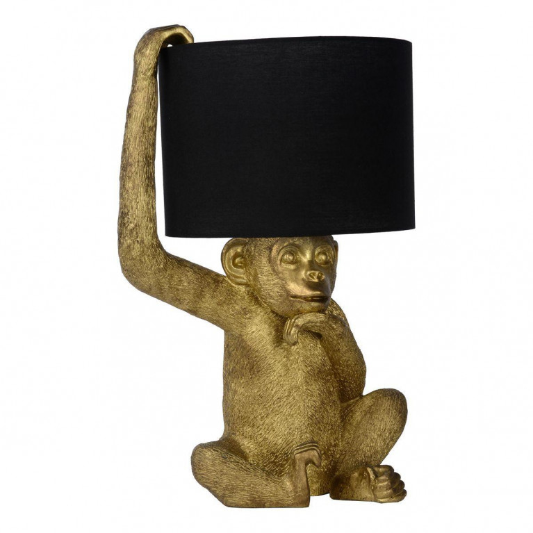 Настольная лампа с Золотой Обезьяной Monkey holding a lampshade Черный Золотой в Перми | Loft Concept 