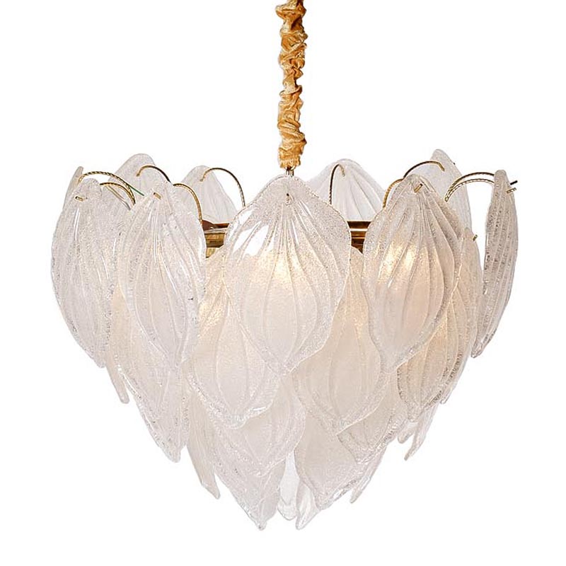 Люстра Textured Glass Chandelier Petal 8 Глянцевое золото в Перми | Loft Concept 