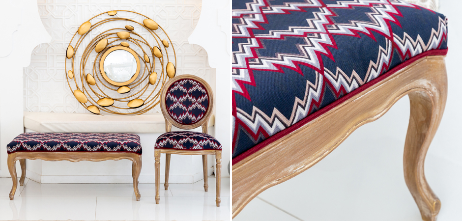 Банкетка Ikat Pattern с золотой патиной Банкетка Ikat Pattern с золотой патиной - Loft-Concept в Перми