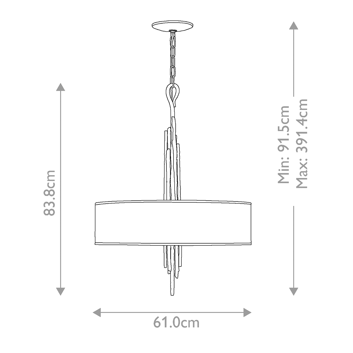 Люстра подвесная с широким белым текстильным абажуром и вертикальными декоративными элементами Hinkley в Перми
