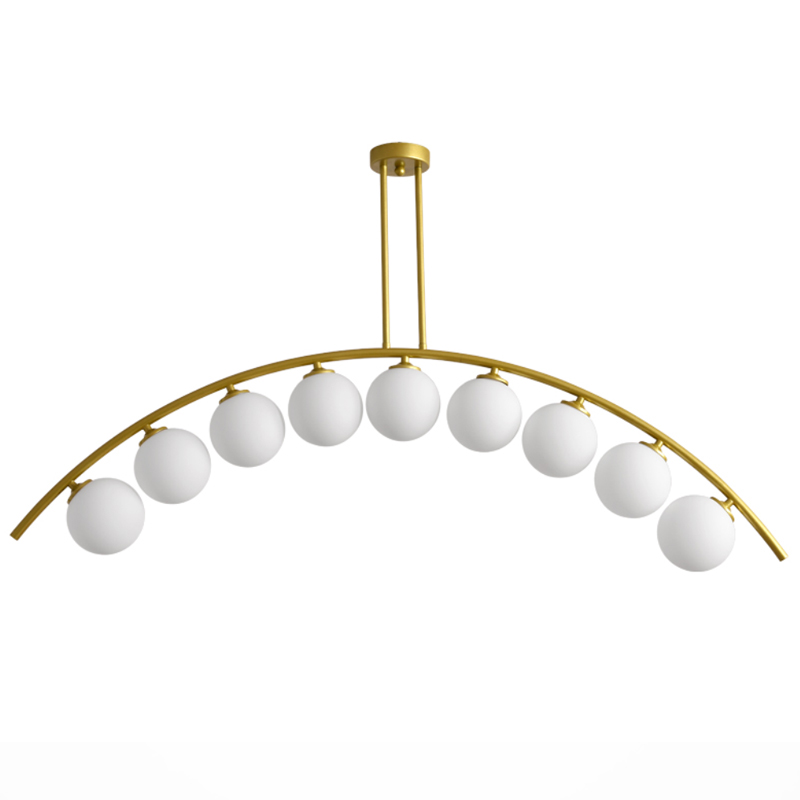 Светильник Ceiling lamp arc and balls Золотой Белое матовое стекло в Перми | Loft Concept 