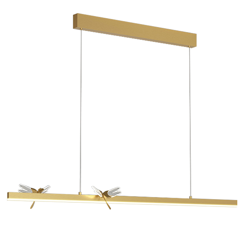 Линейный светильник со стрекозами Dragonfly Linear Chandelier Gold Золотой Прозрачный в Перми | Loft Concept 