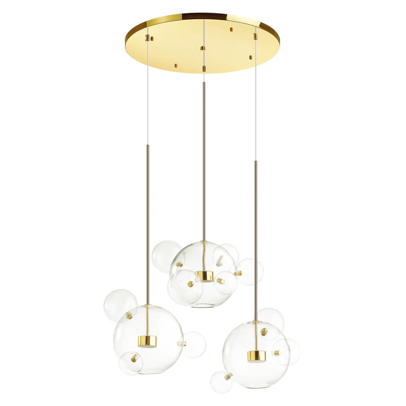 Люстра Transparent Bubble Chandelier Gold Circle Глянцевое золото Прозрачный в Перми | Loft Concept 