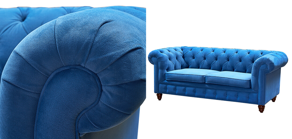 Диван Mini Kensington double blue velor Диван Mini Kensington double blue velor - Loft-Concept в Перми