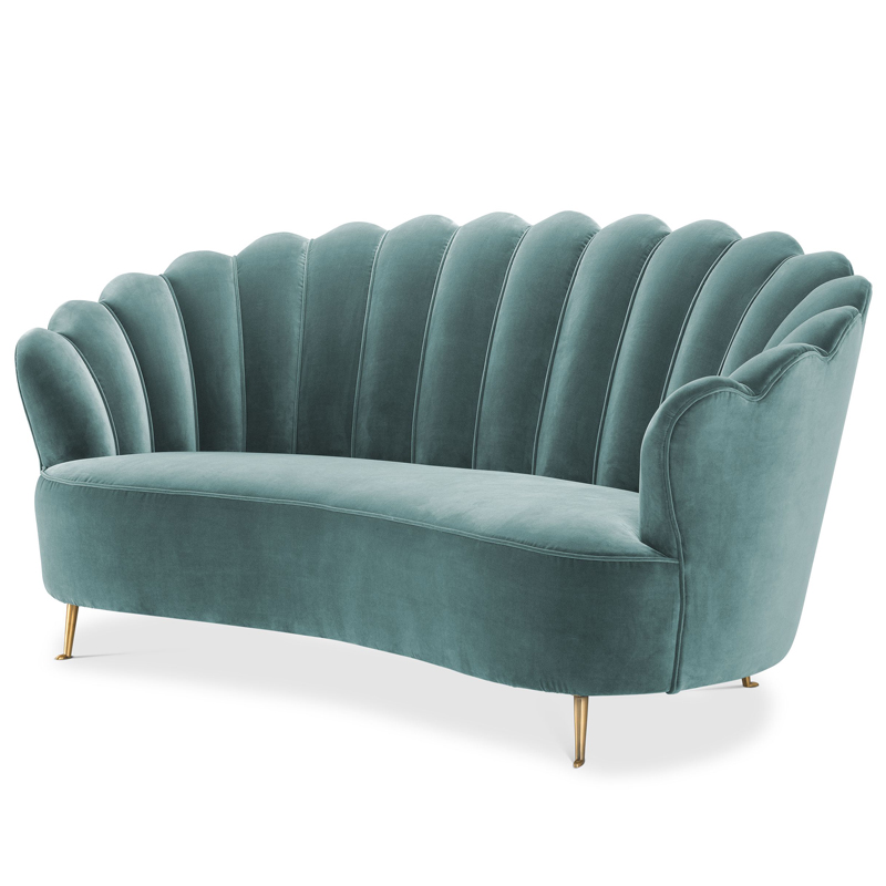 Диван Eichholtz Sofa Messina Turquoise Бирюзовый Латунь в Перми | Loft Concept 